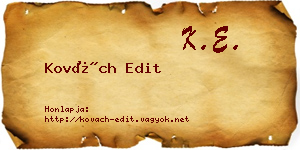 Kovách Edit névjegykártya
